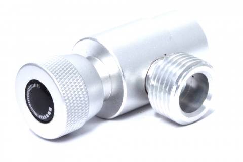 Vista lateral del adaptador avanzado para Cilindros de CO2 CGA 320 de Paintball