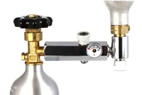 Adaptador de CO2 Sustituir la conversión del Recipiente del Tanque para Sodastream Mumusuki Válvula de Pasador de Corriente de Soda de latón con Tanque de CO2 de 2 Colores Oro 