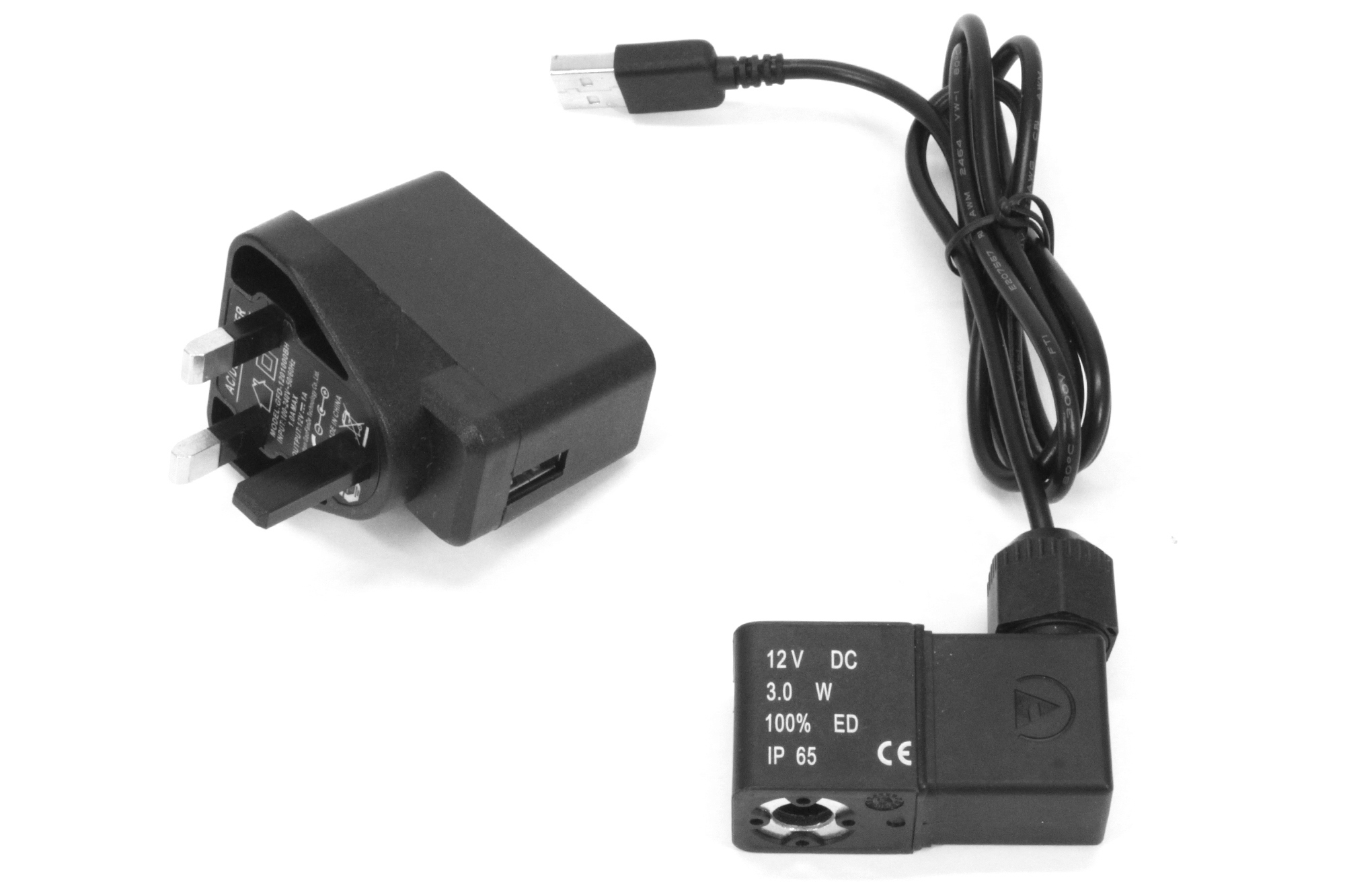 Bobina de solenoide USB de 12v CC y transformador de Reino Unido